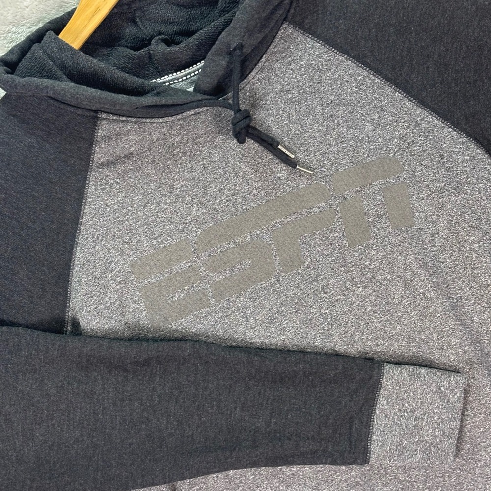 ESPN‎ Men's Gray Colorblock Pullover Hoodie Long Sleeve Logo Sweatshirt Sz M